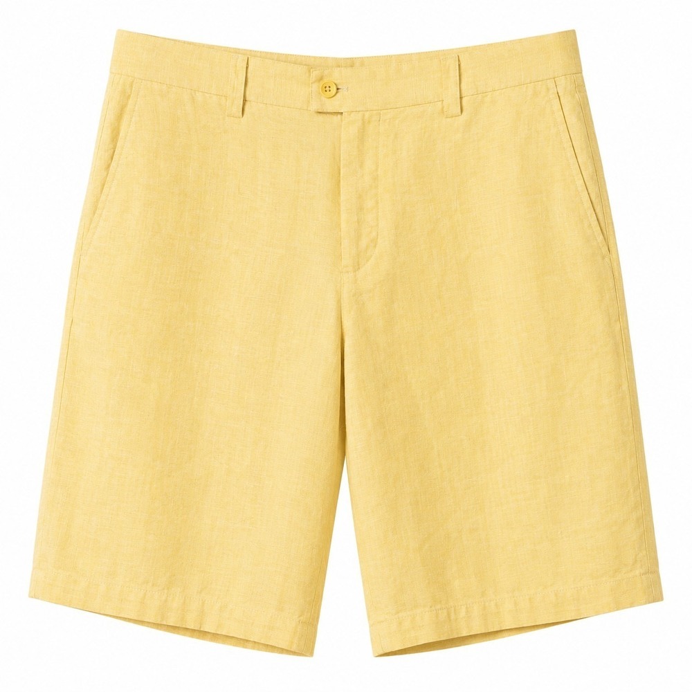 INSERCH Collezione Uomo 100% Linen Short Sz 36 Butter Yellow Casual Summer EUC